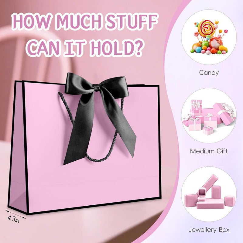JMANNI 1PCS Large Gift Bag with Ribbon and 1 Greeting Card 2 Tissue Papers, Portable Paper Gift Bag with Handles, Birthday Present Bags for Wedding Party,Mothers Day12.6" x 9.8" x 3.9"(Purple-Black - Image 5